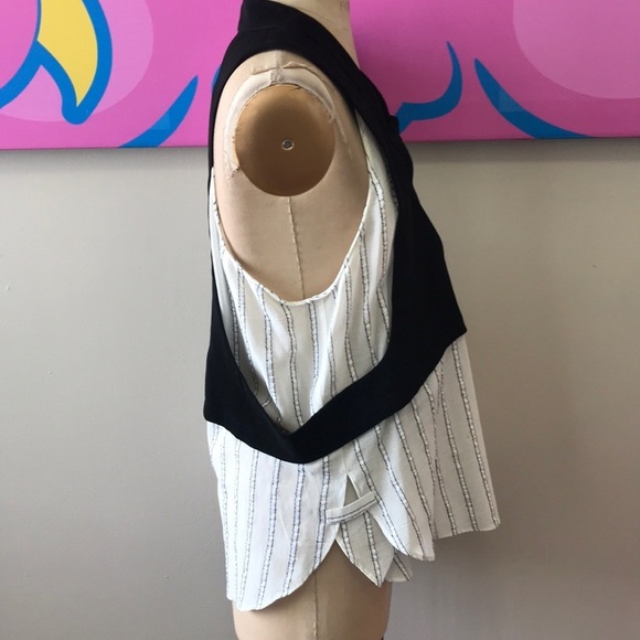 Altuzarra Black White Side Tie Layered Shirt NWT - Picture 4 of 8